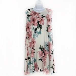 White Floral Sleeveless Dress NWT